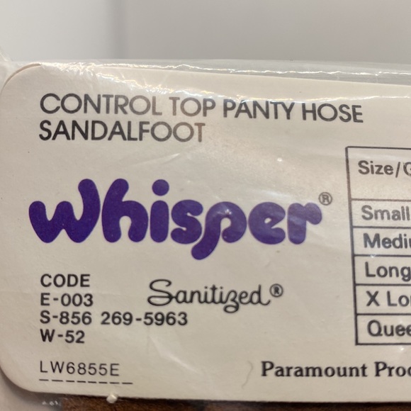 Whisper Control Top Pantyhose Nylons Spice Size Medium 6855 Sandalfoot - Picture 6 of 9